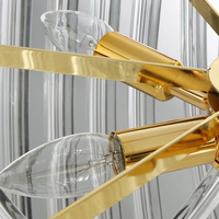 Lustre moderne en cristal doré pour la décoration de la maison, luminaire suspendu en verre transparent de luxe, luminaire de plafond LED contemporain