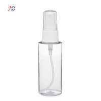Bouteille pulvérisateur en plastique transparente cylindrique avec logo personnalisé OEM ODM, pompe à filetage côtelé, vaporisateur cosmétique portable