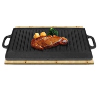 Poêle à frire réversible en fonte à double gril 50cm Poêle à frire en fonte Poêle à frire antiadhésive Poêle à frire Poêle à frire