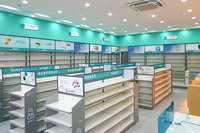 Perlengkapan Display Apotek Ramah Lingkungan dengan Lampu LED dan Finishing Laminasi untuk Desain Interior Toko, Perabot Apotek