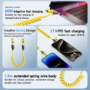 สายชาร์จเร็วแบบยืดหดได้ 65W รุ่นสปริง 4-in-1 /<span class=keywords><strong>USB</strong></span>/หัวต่อ Type-C ที่ใช้งานร่วมกันได้ - Product Image 4
