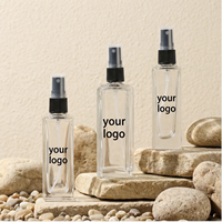 Flacon carré en verre personnalisé pour parfum, sérum, huile essentielle, vaporisateur, soin de la peau - Vente flash