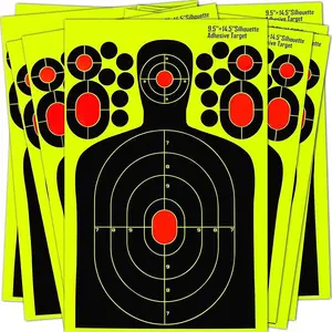 9.5x14.5 inch Shooting Target Splatter Adhesive Silhouette Paper Bright Fluorescent Targets Stickers for Range Practice
