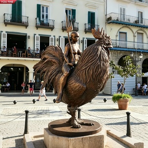 YOUFINELife Escultura de <span class=keywords><strong>Gallo</strong></span> de Bronce Rojizo Marrón Antiguo de Tamaño Real, Estatua de <span class=keywords><strong>Gallo</strong></span> en Pie que Canta para Villa o Piscina - Product Image 2