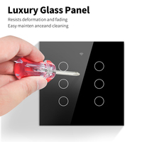 Interrupteur mural tactile intelligent ZigBee Brésil 4x4, 4/6 gangs, panneau en verre, fil neutre, contrôle par application pour Tuya Alexa Google Home
