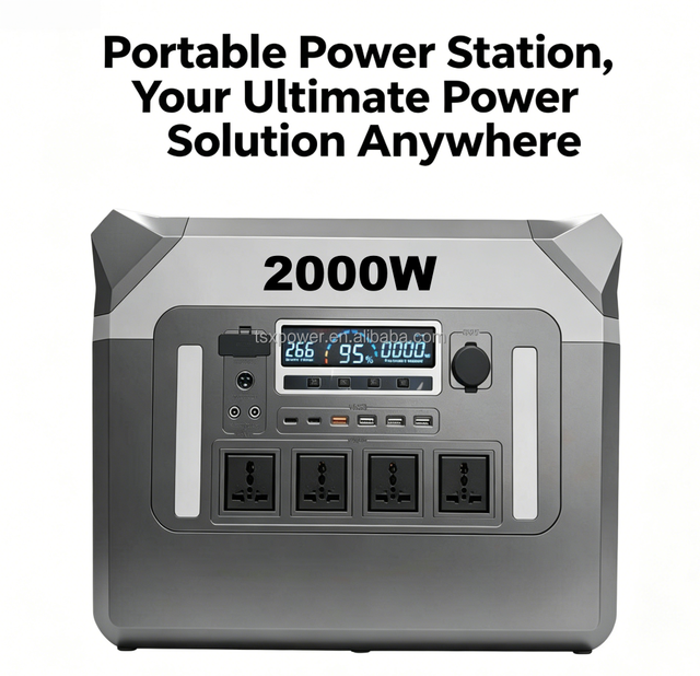 TSX Home Backup 2000W 1843Wh LiFePO4 Portable Station MPPT Solar Car Charging Pure Sine Wave Inverter AC Outlet for Emergency