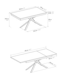 โต๊ะอาหารแบบขยายได้ Claudia ขนาด 160x90 ซม. สีขาว หน้าท็อปเมลามีนลายไม้แอช ฐานโลหะ สำหรับใช้ภายใน - Product Image 4