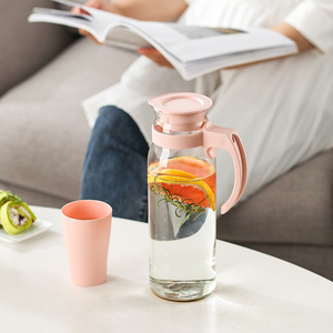 Hot bán biểu tượng tùy chỉnh 1100ml nước giải khát <span class=keywords><strong>Jug</strong></span> thủy tinh chịu nhiệt nước bình với nắp nhựa xử lý cho đồ uống lạnh trà ấm - Product Image 6