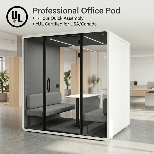 CUL Certified Modern Soundproof Office Pod Acoustic Phone Booth with Fresh Air System for Office Building North America Market
