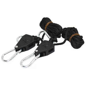 Grow Light Rope 2-Pair 1/8 Inch 8-Feet Heavy Duty Adjustable Rope Clip Hanger (150lbs Weight Capacity) Reinforced Metal
