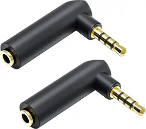 4 Pole 2.5mm Jack Socket to Right Angle Plug AV Cable Adapter GOLD