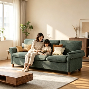 Canapé 3 places moderne en chenille, très profond et confortable, avec sièges extensibles et port USB, idéal pour villa et maison - Fabrication usine - Product Image 1