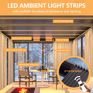 Serres d'extérieur en verre motorisées bioclimatiques de qualité supérieure Persiennes de gazebo rétractables Revêtement de toit Lumières LED Pergola en aluminium - Product Image 2