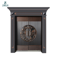 Porte d'entrée double en aluminium moulé de style colonne romaine, design moderne du milieu du siècle, antivol, pour villa, appartement, salon