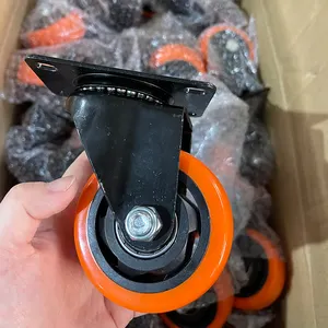 100mm Rueda Giratoria PVC Orange Castor Swivel Trolley Industrial 1.5 2 2.5 3 4 5Inch Heavy Duty Workbench Caster Wheels