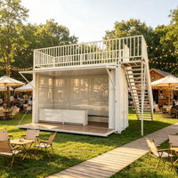 Bar-restaurant mobile préfabriqué haut de gamme personnalisé avec terrasse au deuxième étage