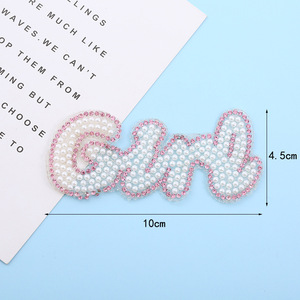 Transferts thermocollants en lettres avec strass <span class=keywords><strong>et</strong></span> perles, motifs thermocollants pour la décoration de vêtements DIY - Product Image 2
