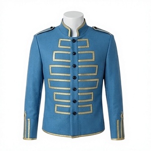 Veste uniforme vintage pour homme, style hussard, tunique à col montant, boutonnée, brodée, pour cérémonie - Product Image 1