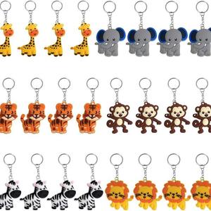 Safari Animal PVC Llaveros Variedad de lindos diseños de animales Mono Jirafa Elefante Tigre Ideal para niños Amantes de los animales - Product Image 6
