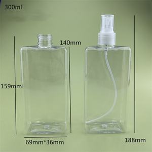 50mlフラットスクエアペット/PPプラスチックスプレーボトルポンプ100ml透明フラットスクエア香水瓶300mlフラットスクエアスプレーボトル - Product Image 6