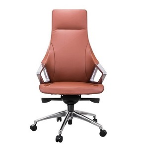 <b>High</b>-<b>Back</b> Executive Office <b>Chair</b> Comfortable Genuine Leather Adjustable Height Modern Foam Aluminium Wood for Contemporary - Product Image 2