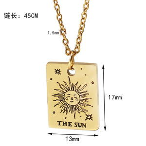 Vintage 13*17Mm Tarotkaart Goud Pvd Roestvrij Staal Ketting Girls 'Good Luck Amulet Link Ketting Cadeau Sieraden - Product Image 3