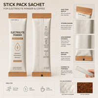 Sachets vides personnalisés pour poudre en stick, emballage en bande, sachets vides pour stick avec boîte de présentation en papier