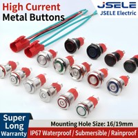 Interrupteur à bouton-poussoir métallique étanche 16/19 mm 15 A à courant élevé, momentané ou à enclenchement, pour modification automobile