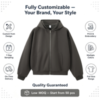 Blouson zippé pour homme, sweat-shirt, haut à capuche en maille unie, coupe carrée courte, nouvelle collection automne, style européen, fabrication OEM, faible MOQ, délai de livraison rapide