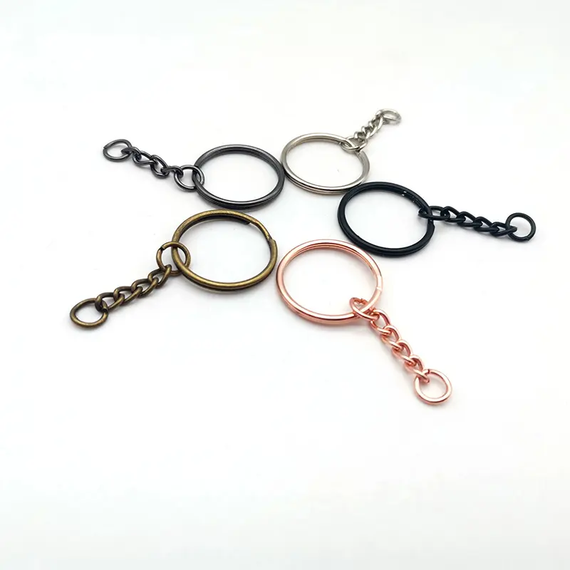 Keychain phụ kiện chia Móc chìa khóa kim loại phẳng vòng chìa khóa số lượng lớn và chìa khóa Keyring với chuỗi