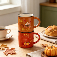 Tasse en céramique peinte à la main Redeco, motif récolte d'automne, vente directe usine, jolies tasses en céramique, décoration de cuisine et de maison pour Thanksgiving et l'automne