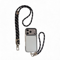 Nouvelle sangle de téléphone universelle en corde tressée ronde avec boucle en métal argenté robuste, idéale pour la protection anti-perte en extérieur et la randonnée.