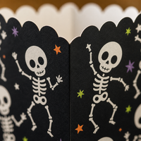 Boîte à Popcorn Personnalisée Halloween, Gobelet en Papier pour Snacks avec Motif Squelette Adorable, Vente en Gros, Emballage pour Soirée Cinéma, Fourniture en Vrac