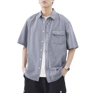 Una <span class=keywords><strong>nueva</strong></span> marca de moda de verano de chaqueta de <span class=keywords><strong>camisa</strong></span> de trabajo para hombres, con una <span class=keywords><strong>camisa</strong></span> de media manga informal de gama alta - Product Image 1