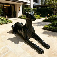 Statue de chien Greyhound en bronze et acier inoxydable, taille réelle, moderne, moulée en 3D, couleur personnalisée, taille sur mesure, art de jardin extérieur, objet de collection