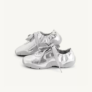 Sepatu Loafer Kasual Wanita Model Mary Jane Gaya Ballet Sporty Warna Perak dari Xinzirain, Sepatu Sneaker Ballerina dengan Tali - Product Image 1