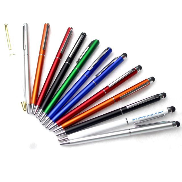 China Ball Pen Manufactory Made CE Standard Slim Metallic Twist Ball Pen with Stylus-custom logo Plastic Ballpoint Pens