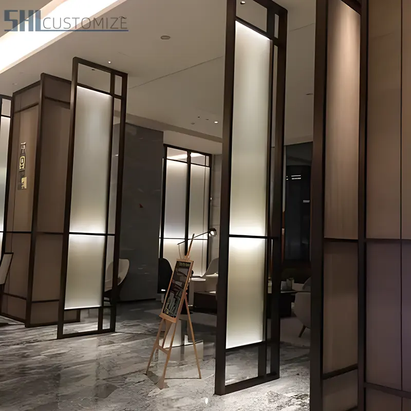 Modern Indoor Glass Screens   Room Dividers Glass Metal Decor Partition Stainless Steel Room Divider Framed French Doors