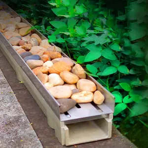 Customized Garden Drain Trench Cover Plate Paved With Pebble Metal Decorative Gutter Covers Outdoor