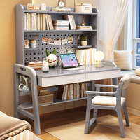 Ensemble de bureau d'ordinateur en bois simple et durable avec trous, pour chambre d'enfant, combinaison bibliothèque et chaise