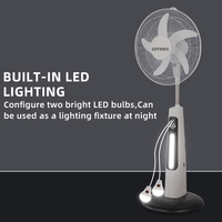 Ventilateur sur pied multifonctionnel alimenté par énergie solaire de 16 pouces AC DC Rechargeable 20W Panneau solaire LED Télécommande de chargement de téléphone