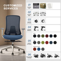 Chaise de bureau ergonomique moderne professionnelle à dossier moyen, pivotante et réglable, avec tissu en maille