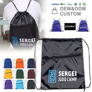 Sac à cordon en polyester unisexe personnalisé à bas prix Sac à dos pour shopping avec logo pour salle de sport - Product Image 1