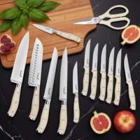 Ensemble de couteaux de cuisine Kuisine 15 pièces en acier inoxydable à haute teneur en carbone avec aiguiseur intégré, poignées ergonomiques ambidextres