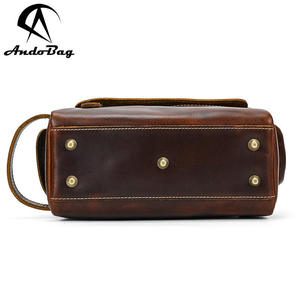 Bolsos de Mano Retro de Cuero Vacuno Andong para Hombre, Bolsa de Cosméticos Multifuncional de Gran Capacidad, Bolsa de Aseo, Bolsa de Almacenamiento - Product Image 4
