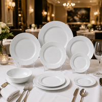 Service de table en mélamine, vaisselle blanche unie, assiettes rondes, bol pour la mise en place de tables de banquet d'hôtel