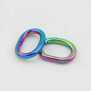 Nolvo World 25*16mm 1 "Irisierender Regenbogen Metall tasche Öffnung Ovaler Ring,Hot Sell Regenbogen 2,5 cm Geldbörsen ringe Großhandel