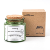 Bougie parfumée artisanale vintage en cire de soja dans un bocal en verre avec bouchon en liège pour la décoration de la maison, l'aromathérapie et les cadeaux