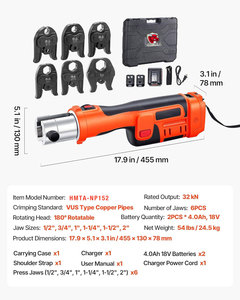 Outil de sertissage électrique 18V Ambull Factory 32KN pour tuyaux en cuivre de 1/2 ", 3/4 ", 1 ", 1-1/4 ", 1-1/2 ", 2 " avec 6 mâchoires VUS - Product Image 6