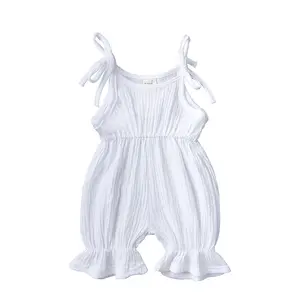 Nouveau modèle Vêtements d'été pour bébé sans manches avec lacets Barboteuse en coton pour bébé fille
